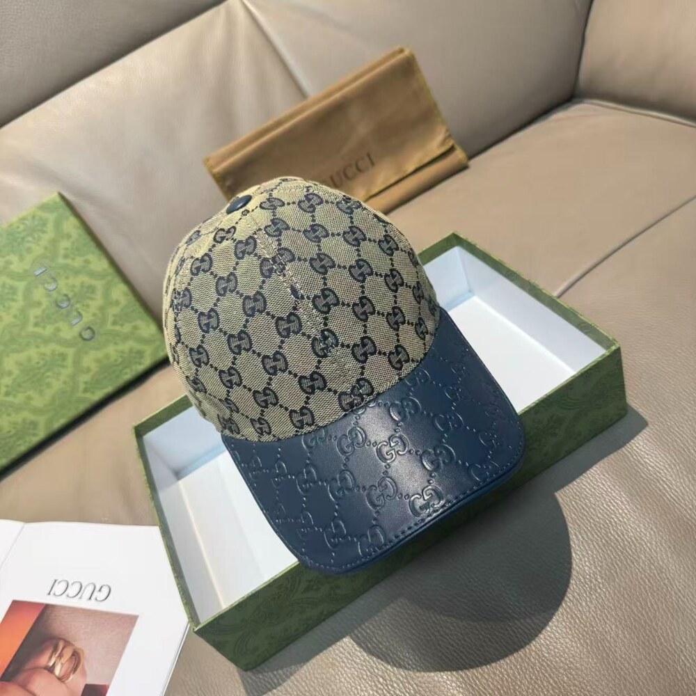 Gucci GG Jacquard Embossed Leather Baseball Cap - Picture 3 of 5
